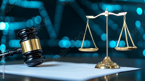 Justice Concept Gavel And Scales Of Justice On Document