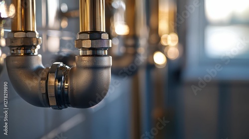 Wallpaper Mural Close-Up of Industrial Brass Pipe Fittings in Modern Interior Setting Torontodigital.ca