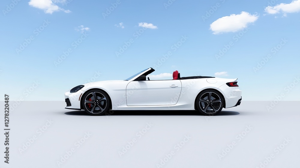 Fototapeta premium Exciting convertible car drive open road photograph clear sky side view automotive lifestyle experience