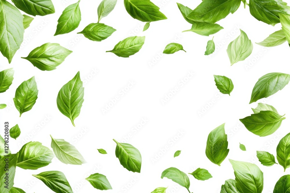 Fresh Basil Leaves Frame on White Background Culinary Herb Ingredient for Italian Cuisine Aromatherapy Botanical Element Isolated Green Leafy Plant Food Ingredient Fresh Basil Leaves Frame on White Background Culinary Herb Ingredient for Italian Cuisine Aromatherapy Botanical Element Isolated Green Leafy Plant Food Ingredient