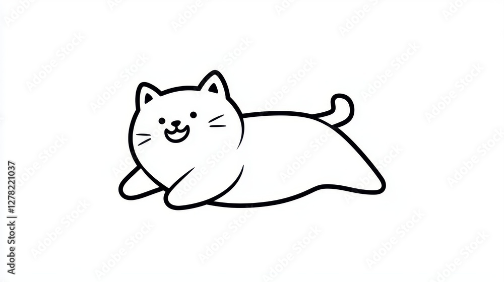 Playful cat illustration digital art minimalist style white background cheerful vibe Playful cat illustration digital art minimalist style white background cheerful vibe