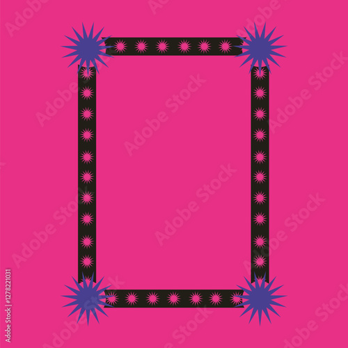 Retro psychedelic frame design element vector