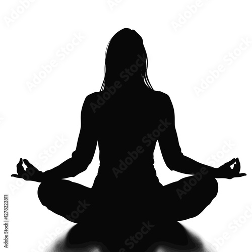 Young Middle-Eastern woman meditating in silhouette, inner peace