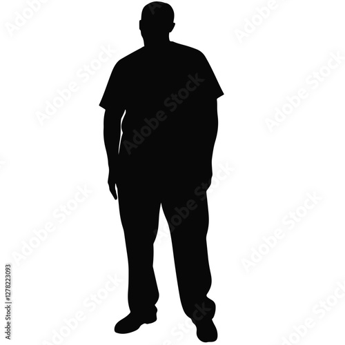 Surgeon silhouette standing in scrubs, black and white concept