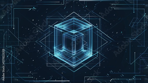 Geometric Virtual Reality Cube in Flat Vector Style