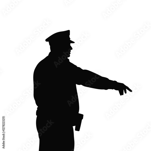 Silhouette of police officer directing traffic, safety awareness