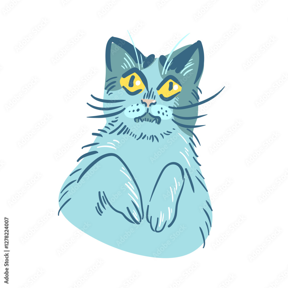 Fototapeta premium A cute and quirky cat with a silly, bewildered expression brings joy and humor to any design. charming sketch captures the playful essence of feline antics, perfect for playful projects, cat lovers.