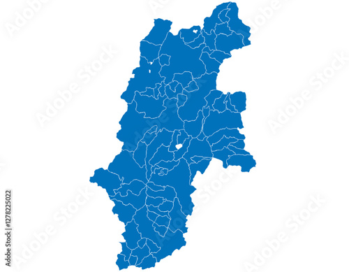 長野県　地図　ブルー　イラスト