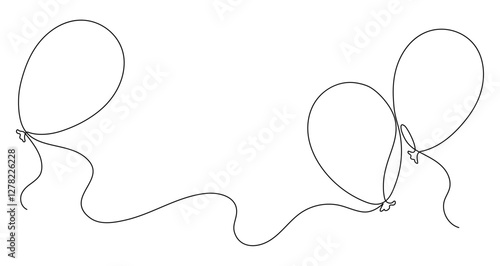 Balloons. Continuous line drawing.