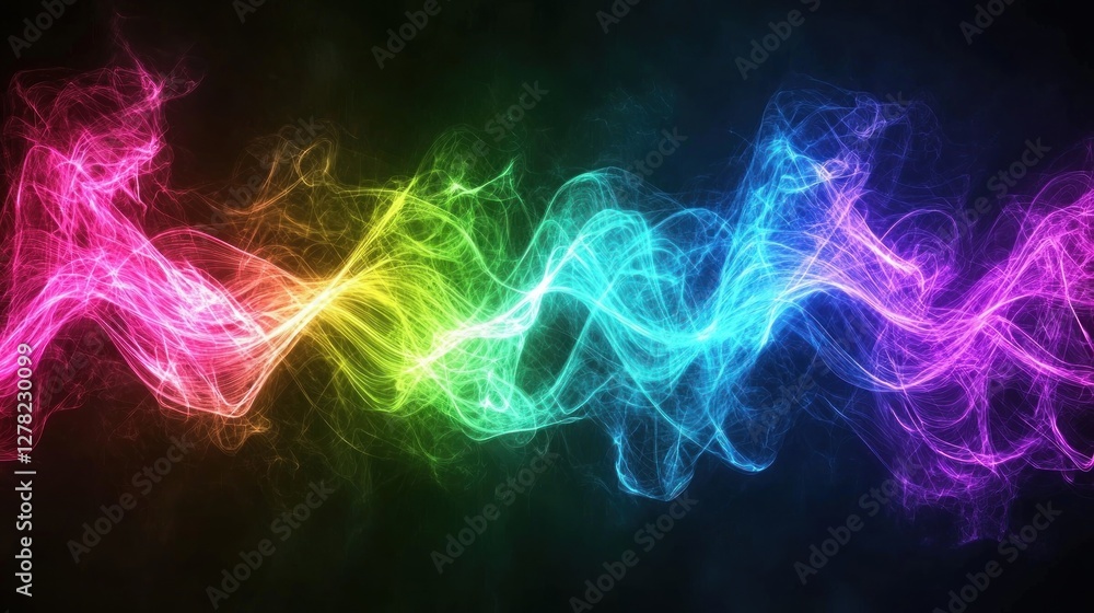 Fototapeta premium Vibrant Rainbow Energy Waves Abstract Art
