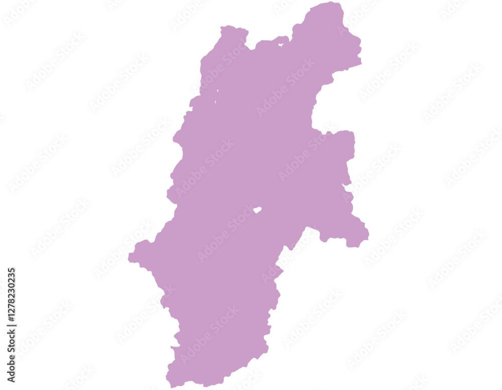 長野県　地図　紫　イラスト