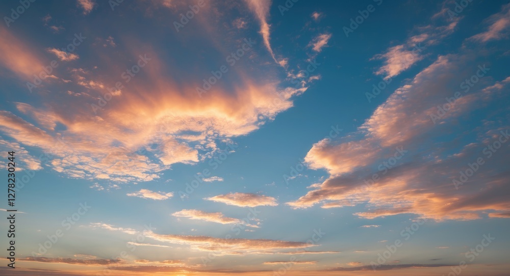 Fototapeta premium Tranquil Sky at Dusk with Colorful Clouds and Soft Light Enhancing Serene Atmosphere in Nature Scenery