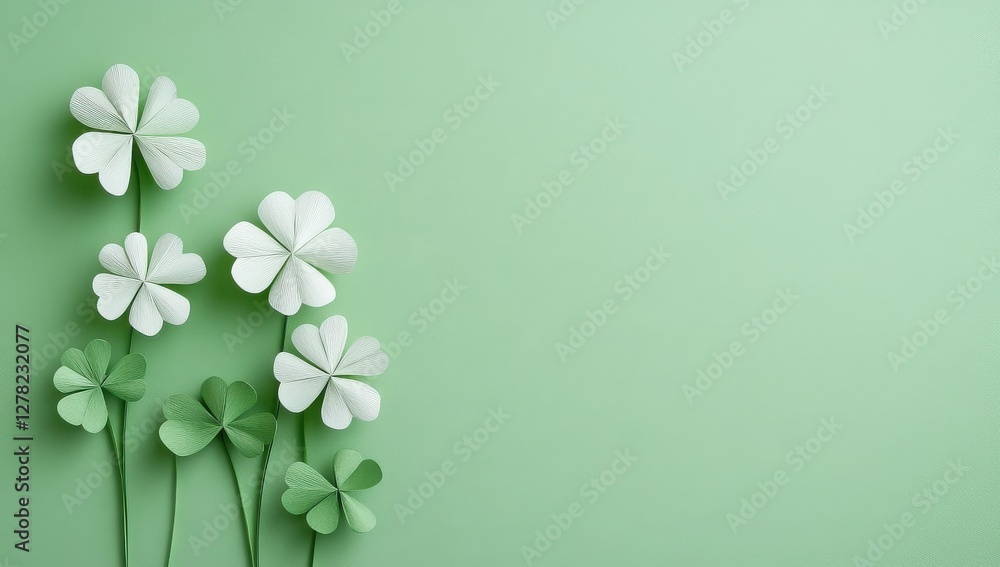 modern minimalist st patricks day design with floating 3d shamrock leaves soft emerald gradient background modern minimalist st patricks day design with floating 3d shamrock leaves soft emerald gradient background