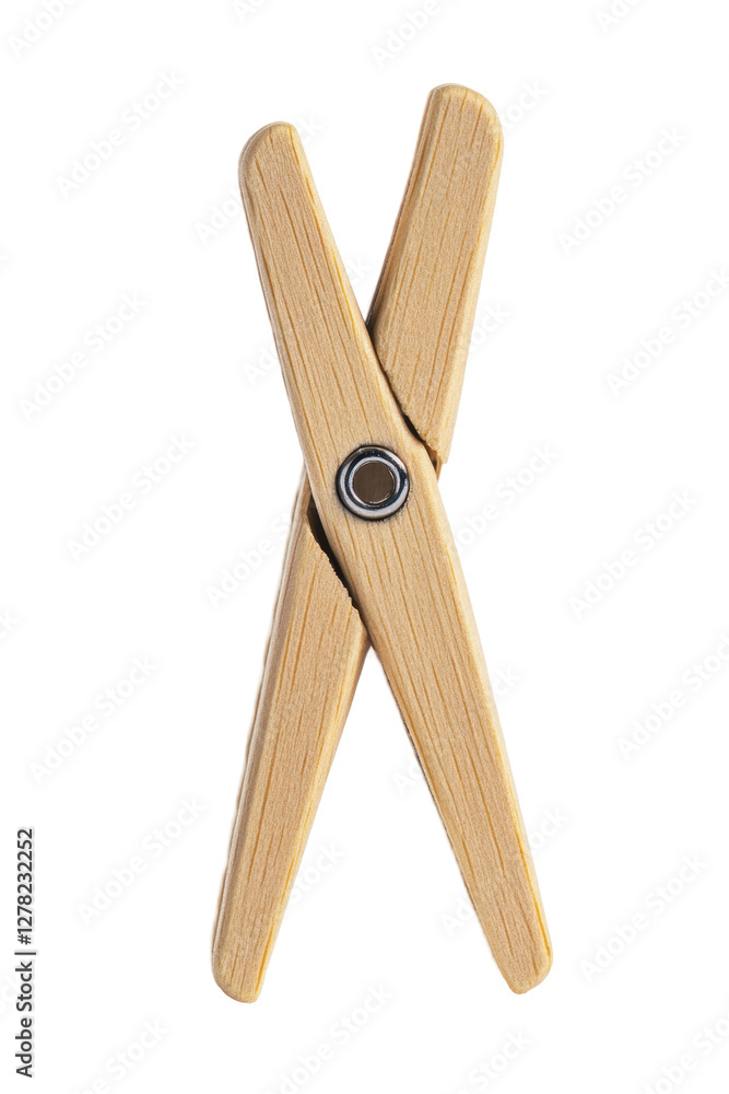 Isolated New Wooden Clothespin Isolated New Wooden Clothespin