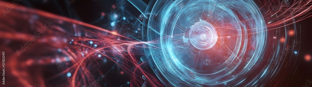 Fototapeta premium A mesmerizing and captivating abstract digital art image featuring a futuristic luminous orb like shape surrounded by dynamic