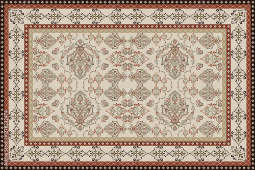 Vintage Arabic pattern.Persian colored carpet.Rich ornament for fabric design,handmade,interior decoration,textiles.Abstract design of persian carpet with geometric ornament.Moroccan style background.