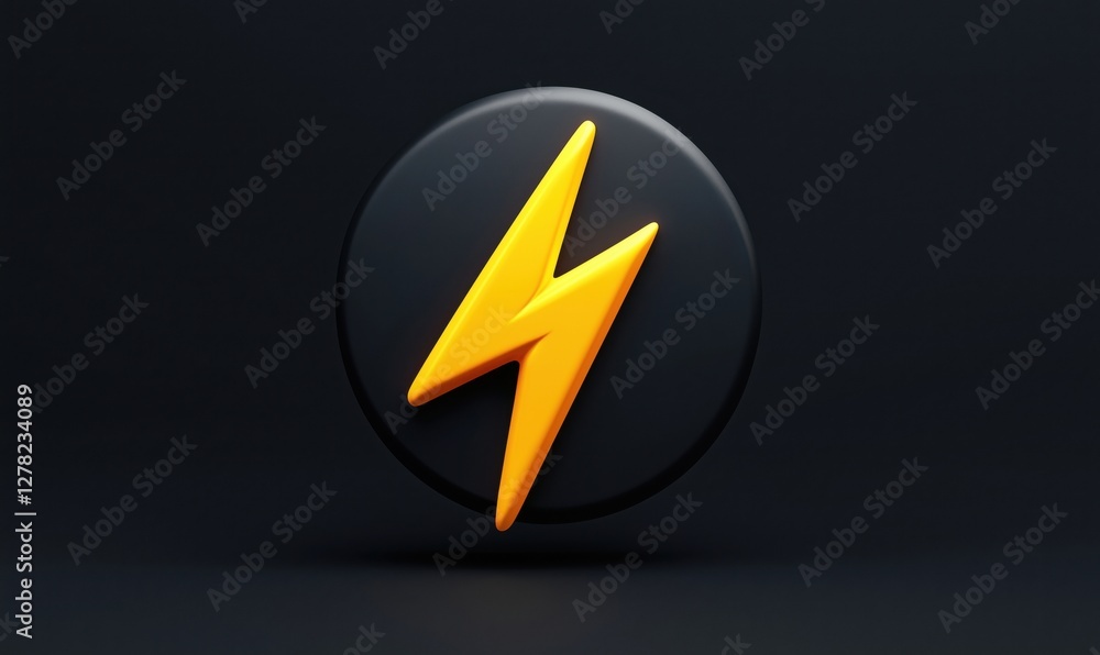Stylized lightning bolt icon on dark background for energy and power themes Stylized lightning bolt icon on dark background for energy and power themes
