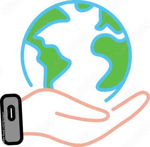 World business icon, colorful, International organization, financial transactions, world map icons. Delivery service, global outsource