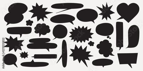 Collection of white speech bubbles on background. Various shapes of speech bubbles, perfect for comics or design projects. Speech bubbles in different styles. Message illustration vector.
