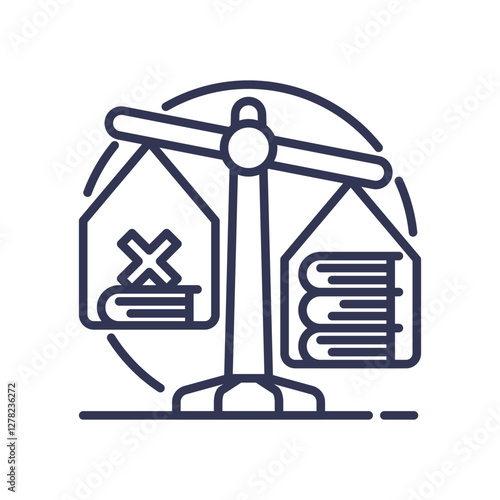 Scales balancing books and a cross, symbolizing fairness and balance in judgment.