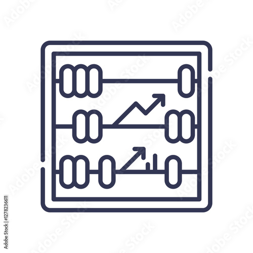 An abacus with arrows symbolizes the evolution from ancient calculation to modern analytics.