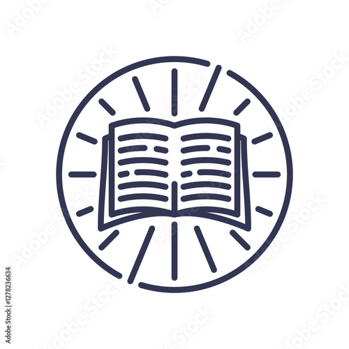 Open book with radiating lines symbolizes spreading knowledge inclusively.