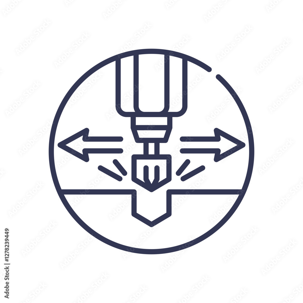 Icon of a CNC machine tool symbolizing speed and precision in manufacturing. Icon of a CNC machine tool symbolizing speed and precision in manufacturing.