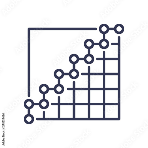 Graph with nodes and lines illustrating stepwise growth and progress.