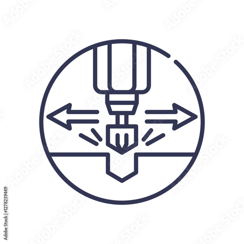 Icon of a CNC machine tool symbolizing speed and precision in manufacturing.