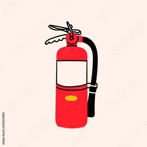 Extinguisher. Cartoon flat style. Fire, safety, firefighter, emergency equipment concept. Hand drawn modern Vector illustration. Isolated design element. Logo, icon, print template