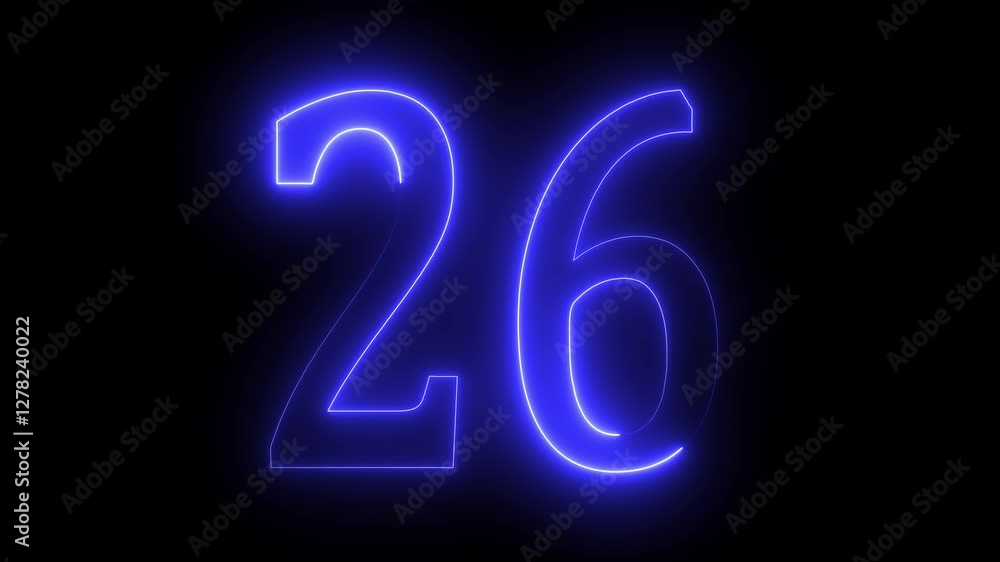 26 text animation by blue color neon on black background. 26 text animation by blue color neon on black background.