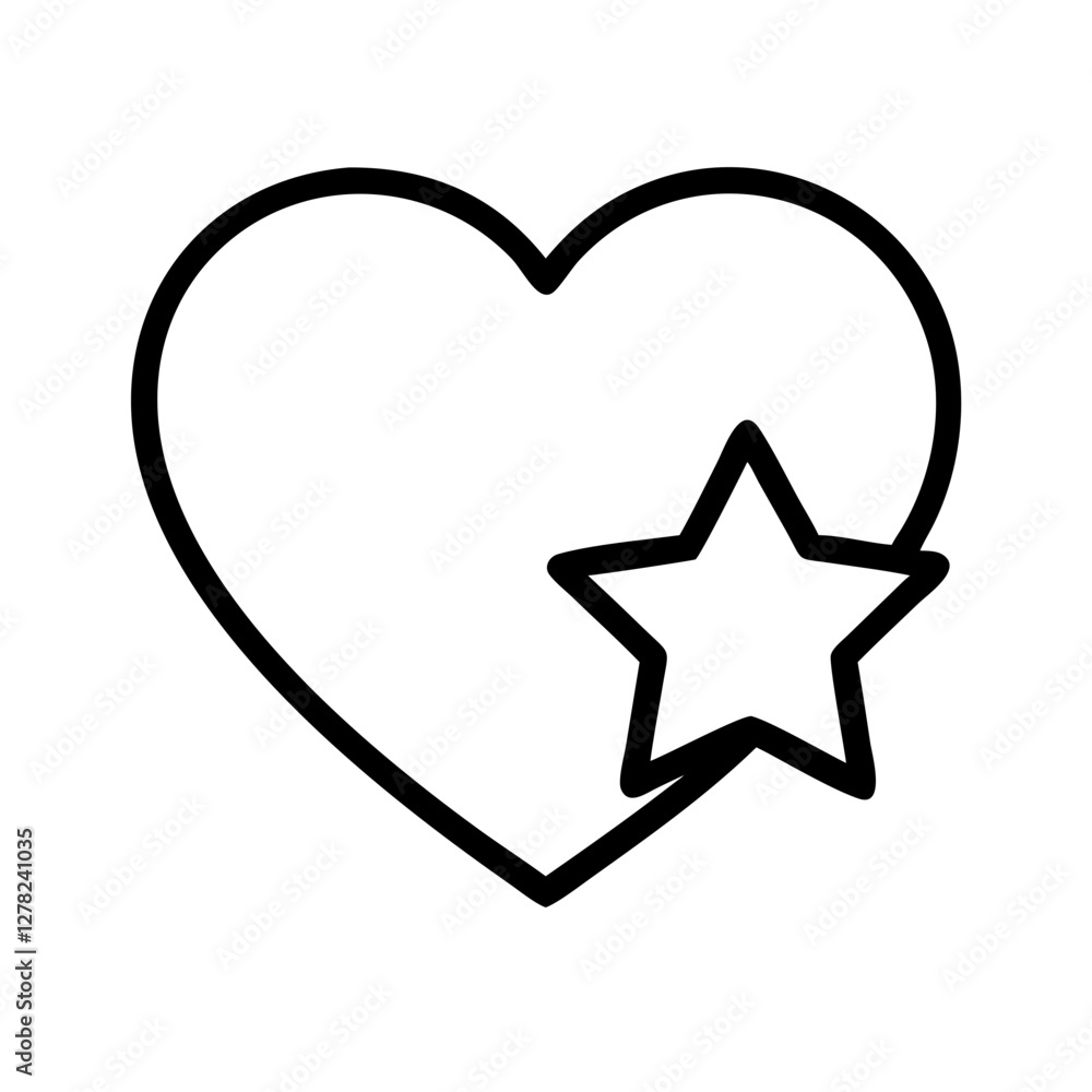 heart with star icon, heart with star line art - simple line art of heart with star, perfect for heart with star logos and icons heart with star icon, heart with star line art - simple line art of heart with star, perfect for heart with star logos and icons