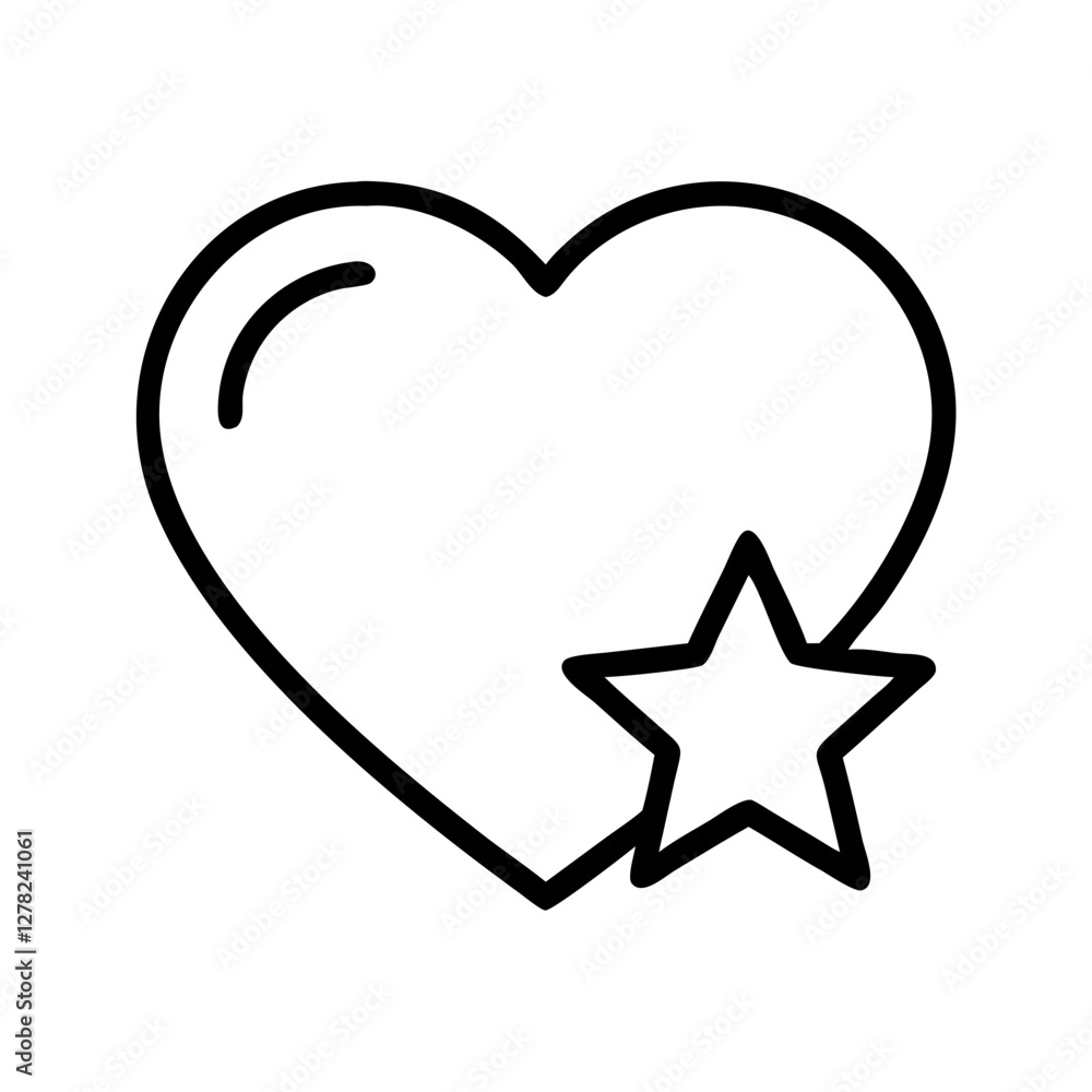 heart with star icon, heart with star line art - simple line art of heart with star, perfect for heart with star logos and icons heart with star icon, heart with star line art - simple line art of heart with star, perfect for heart with star logos and icons