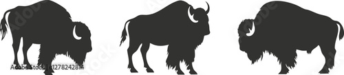 Silhouettes of three bison illustrating wildlife and nature themes.
