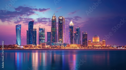 Wallpaper Mural Stunning City Skyline at Dusk with Colorful Twilight Reflections Torontodigital.ca