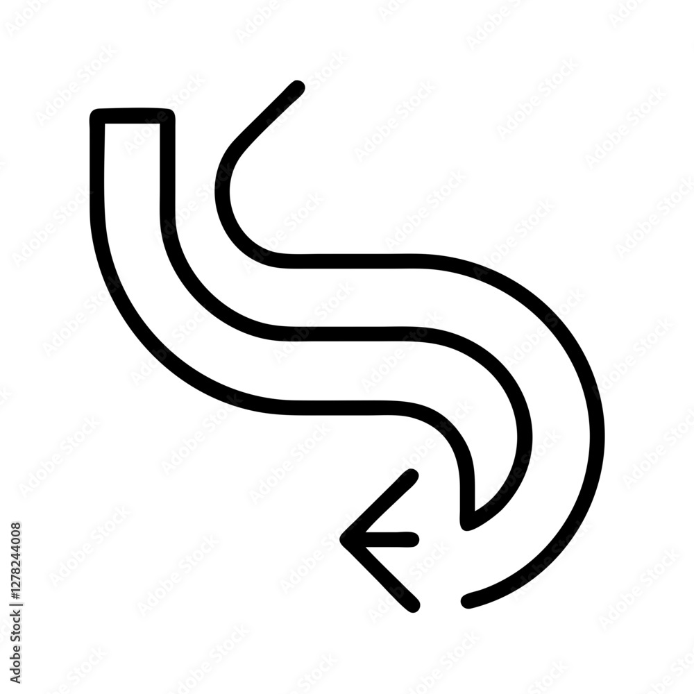 curve path icon, curve path line art - simple line art of curve path, perfect for curve path logos and icons curve path icon, curve path line art - simple line art of curve path, perfect for curve path logos and icons