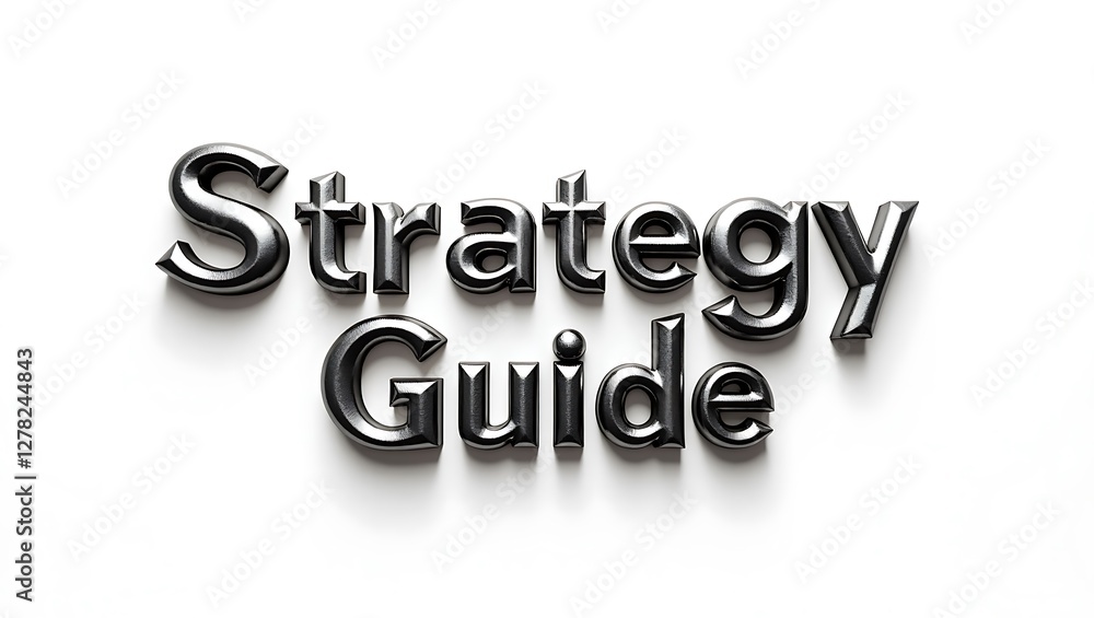 Detailed typography of the phrase Strategy Guide in a polished, metallic finish Detailed typography of the phrase Strategy Guide in a polished, metallic finish