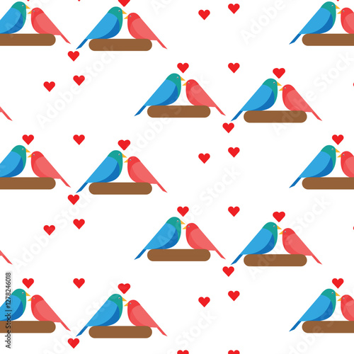 Valentine’s Day Lovebird Pattern with Hearts