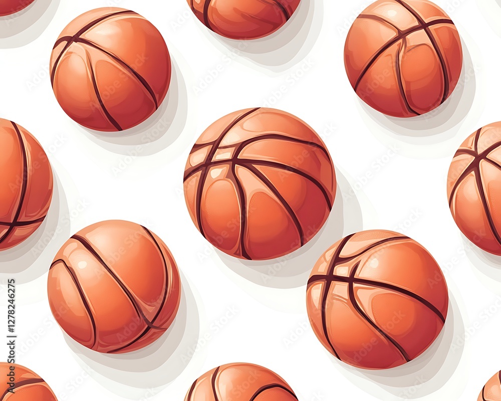 Basketball Pattern on White Background Basketball Pattern on White Background