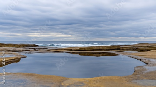Coastal Rocks and Tranquil Water Reflections: A Serene Seaside Scene
