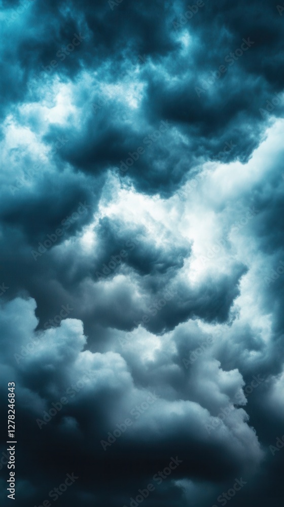 Dramatic teal sky with dynamic cloudscape creating a moody atmosphere for weather and nature photography Dramatic teal sky with dynamic cloudscape creating a moody atmosphere for weather and nature photography