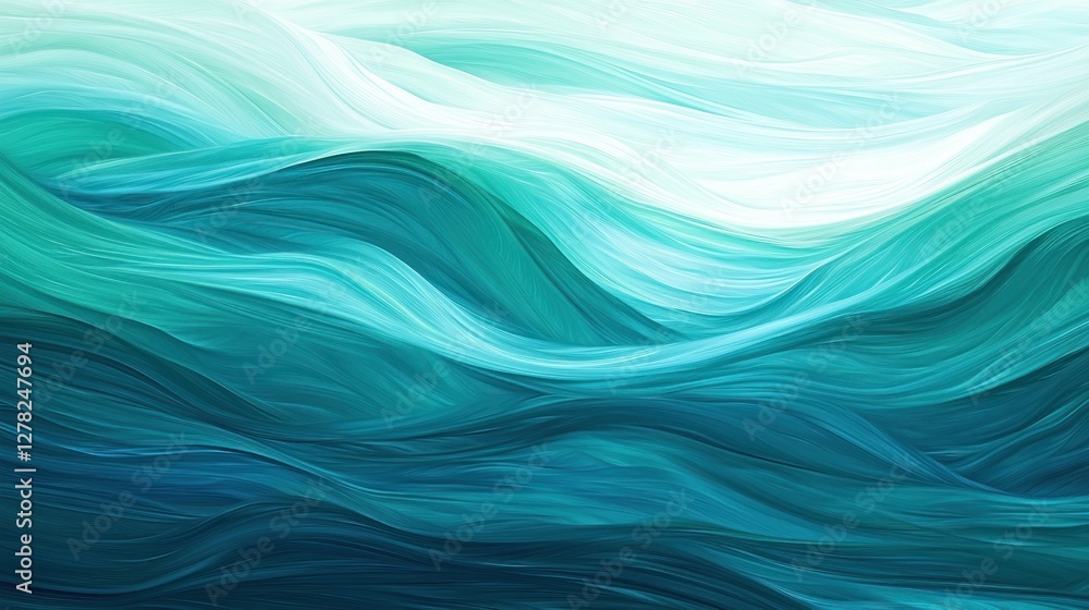 Fototapeta premium Abstract Teal Wave: A Serene Digital Artwork