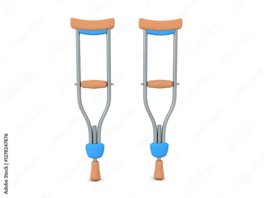 Fotografie 3D Rendering of two crutches