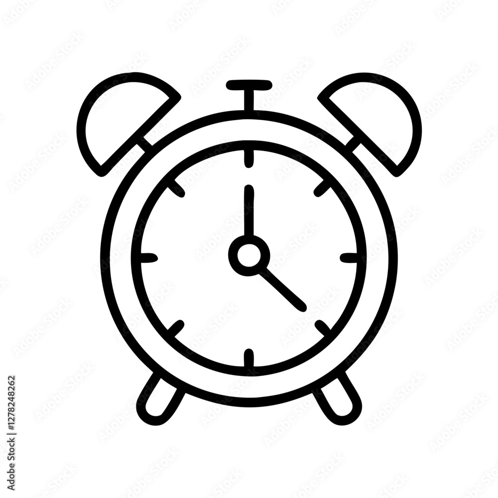 alarm clock icon, alarm clock line art - simple line art of alarm clock, perfect for alarm clock logos and icons alarm clock icon, alarm clock line art - simple line art of alarm clock, perfect for alarm clock logos and icons