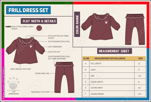 Baby Girls frill neck tops with jogger Technical Tech Pack.