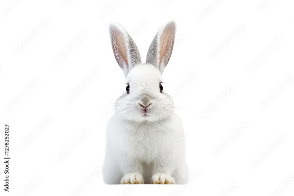A White Rabbit Amidst White Serenity. White or PNG Transparent Background. A White Rabbit Amidst White Serenity. White or PNG Transparent Background.