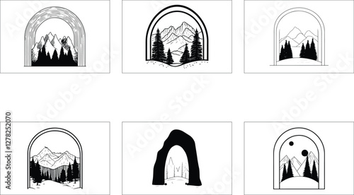 Rustic Camping Silhouette Design Set
