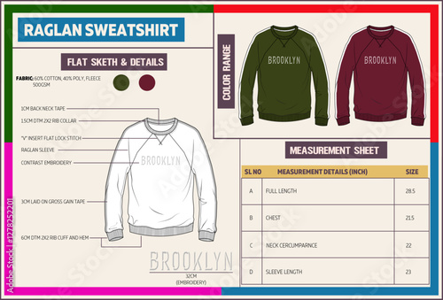 Men's Terry Fleece Winter Raglan Sleeve Crew Neck Sweatshirt Technical Tech Pack. 