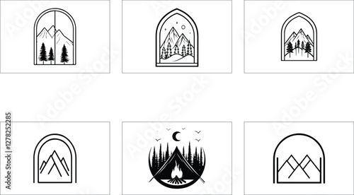 Rustic Camping Silhouette Design Set
