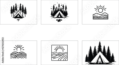 Rustic Camping Silhouette Design Set

